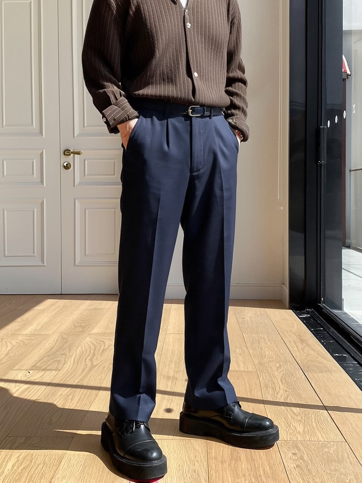 Cotton Chinos - Navy Blue - Pure Cotton - Men