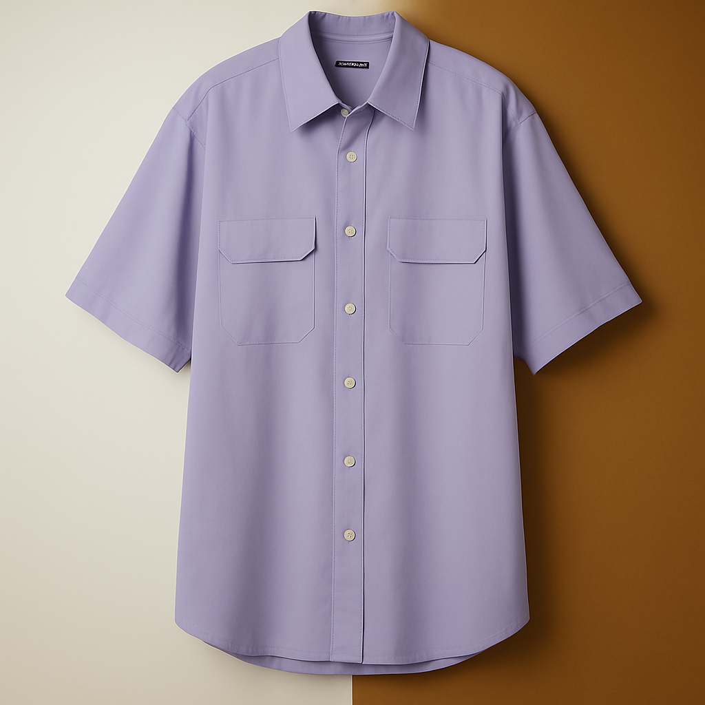 Lavender - Short Sleeve - Button Shirt - Unisex