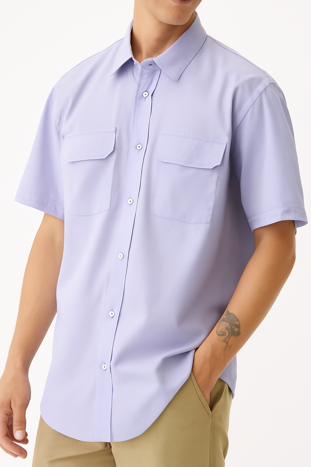 Lavender - Short Sleeve - Button Shirt - Unisex