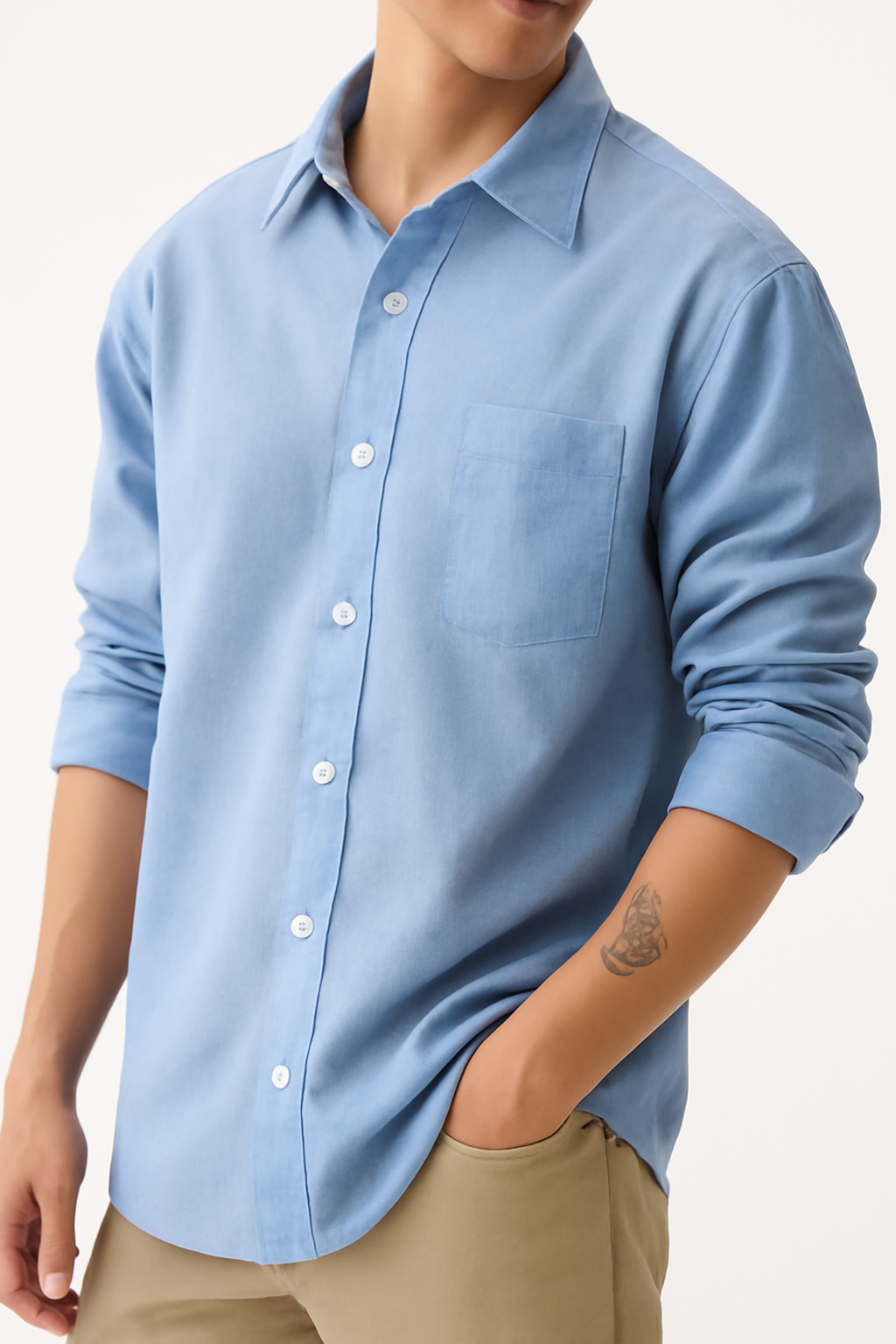 Blue - Long Sleeve - Button down shirt -  Unisex